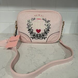 Juicy Couture Velour Heritage Crossbody Bag - Powder Blush Pink NWT